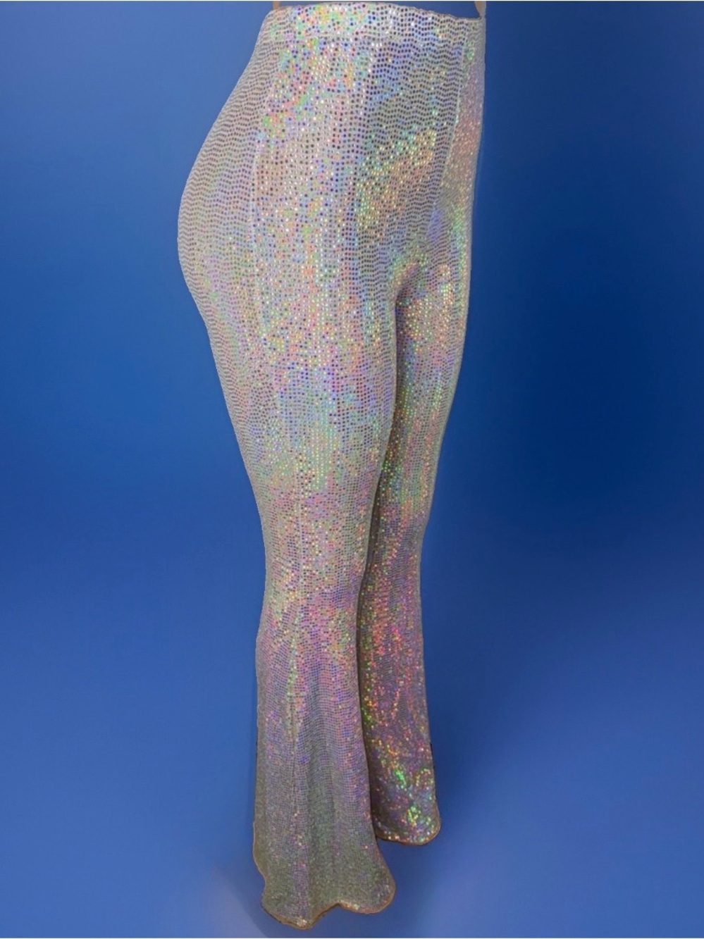 Holographic Sequin Flare Pants